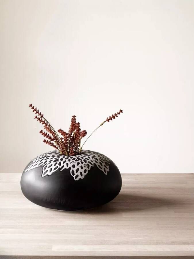 Sizland Dezign Vaas keramiek vaas Lace vaas zwart & wit