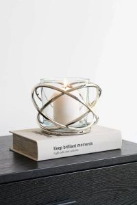 Sizland Dezign Windlicht glas & metaal windlicht Love Knot klein windlicht zilver