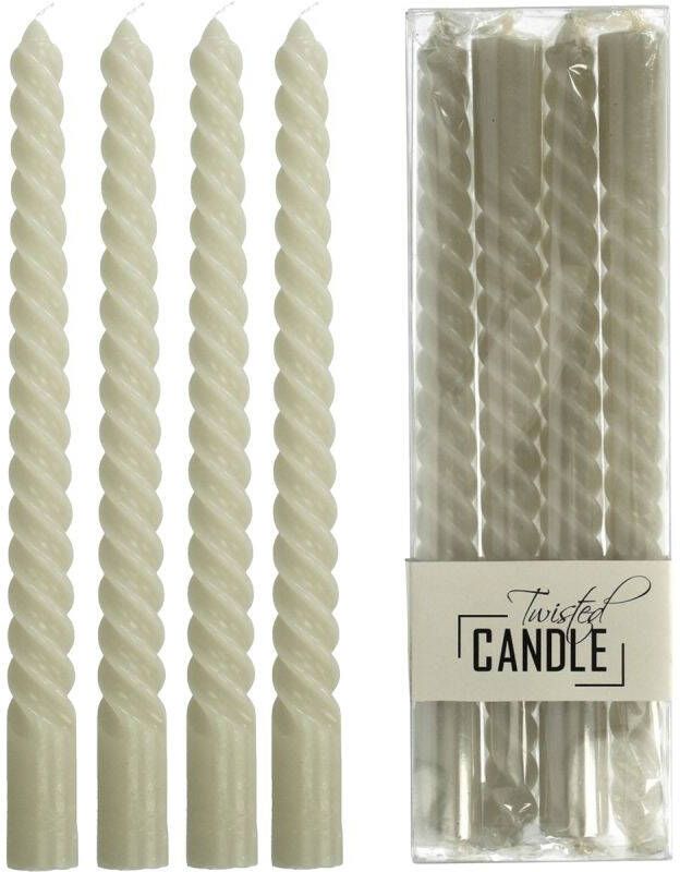 Kersten swirl dinerkaarsen twisted ivory set van 4
