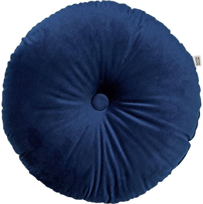 Dutch Decor OLLY Sierkussen rond velvet 40 cm Insignia Blue donkerblauw