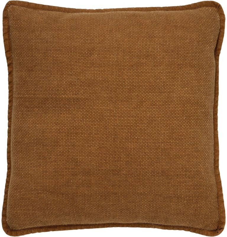 Dutch Decor BOWIE Sierkussen 45x45 cm van gewassen katoen Tobacco Brown bruin