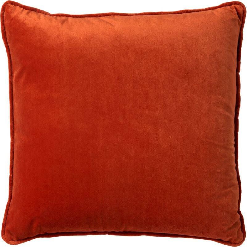 Dutch Decor FINN Sierkussen 45x45 cm velvet effen kleur Potters Clay oranje