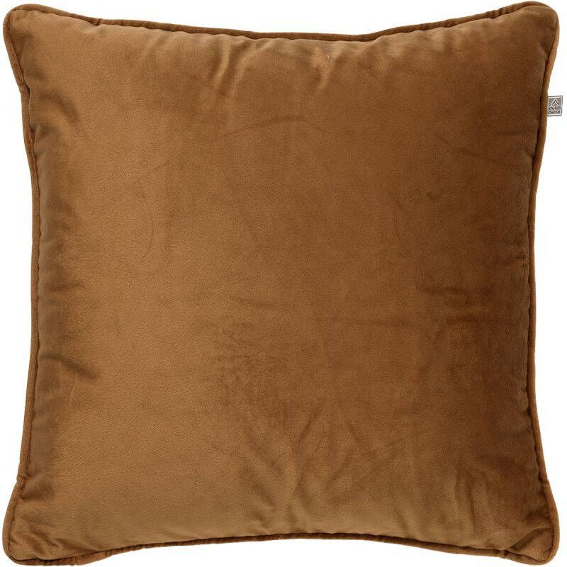 Dutch Decor FINN Sierkussen 45x45 cm velvet effen kleur Tobacco Brown bruin