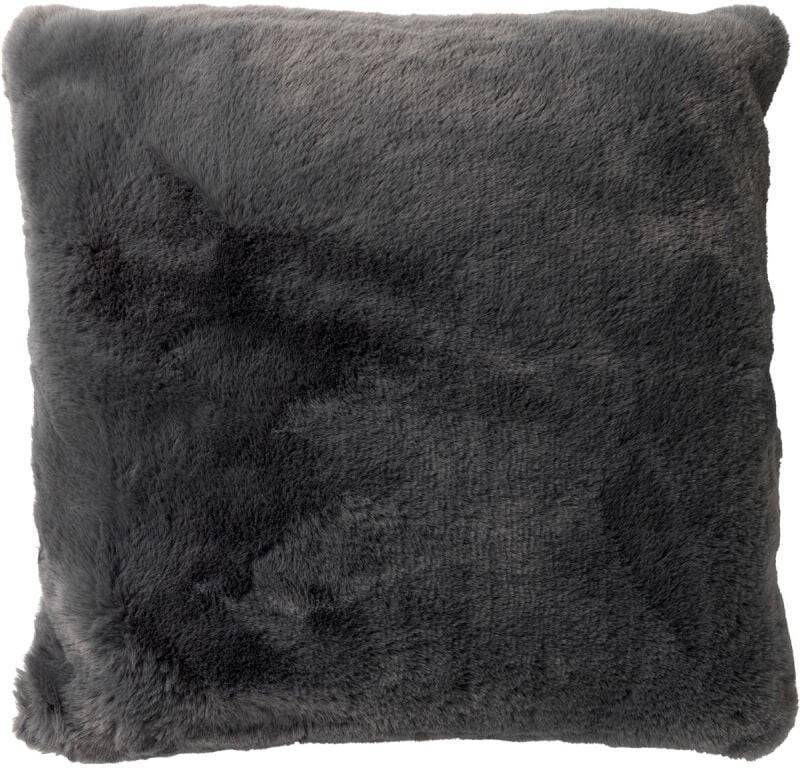 Dutch Decor ZAYA Kussenhoes 45x45 cm bontlook effen kleur Charcoal Gray antraciet
