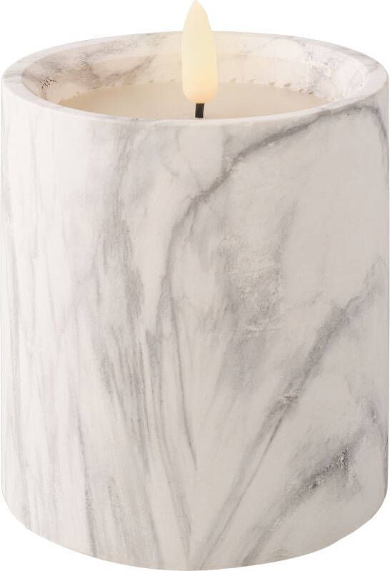 Lumineo LED cement kaars marmer D9 x H12 5 cm wax LED kaarsen