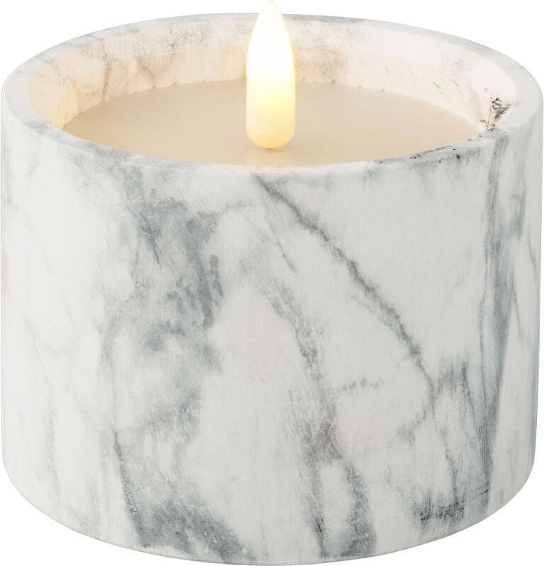 Lumineo LED cement kaars marmer D9 x H8 5 cm wax LED kaarsen - Foto 1