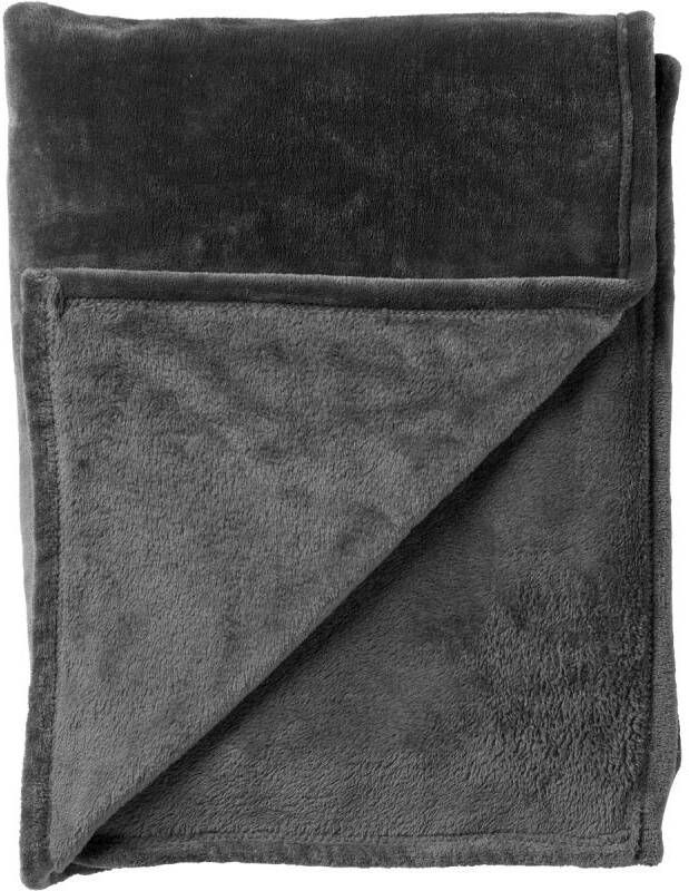 Dutch Decor CHARLIE Plaid 200x220 cm extra grote fleece deken effen kleur Charcoal Gray antraciet