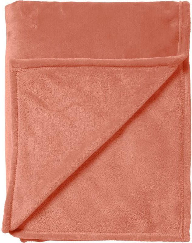 Dutch Decor CHARLIE Plaid 200x220 cm extra grote fleece deken effen kleur Muted Clay roze