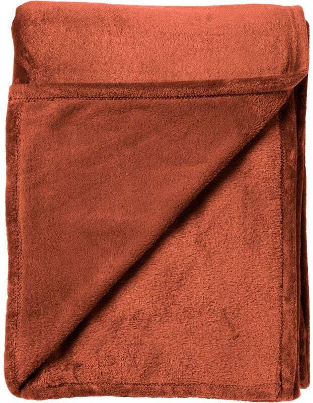 Dutch Decor CHARLIE Plaid 200x220 cm extra grote fleece deken effen kleur Potters Clay oranje terra - Foto 1