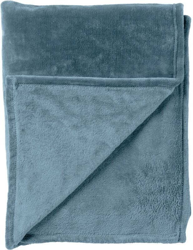Dutch Decor CHARLIE Plaid 200x220 cm extra grote fleece deken effen kleur Provincial Blue blauw