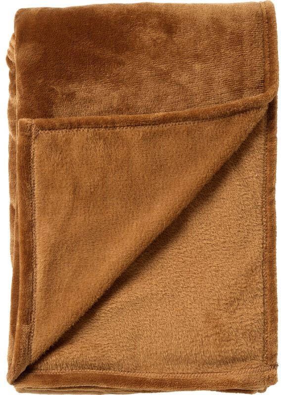Dutch Decor CHARLIE Plaid 200x220 cm extra grote fleece deken effen kleur Tobacco Brown bruin
