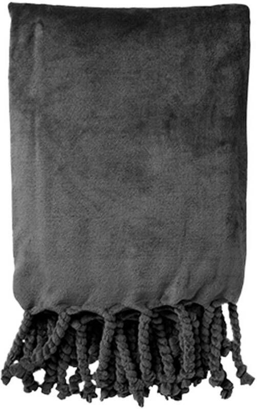 Dutch Decor Florijn Plaid Van Fleece 150x200 Cm Charcoal Gray Antraciet Superzacht Met Franjes