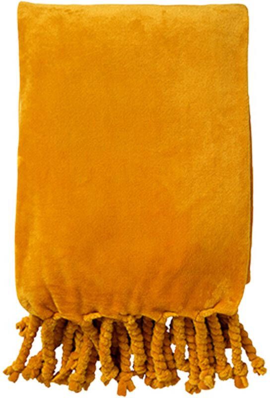 Dutch Decor Florijn Plaid Van Fleece 150x200 Cm Golden Glow Geel Superzacht Met Franjes