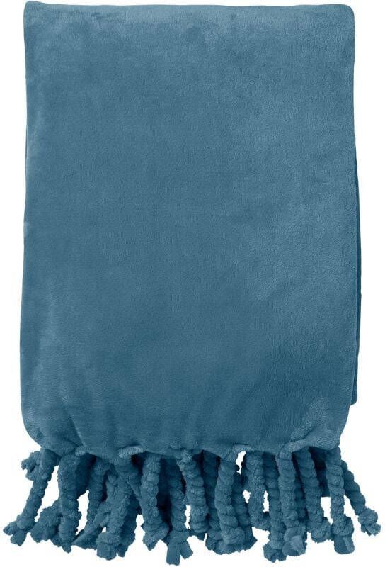 Dutch Decor Florijn Plaid Van Fleece 150x200 Cm Provincial Blue Blauw Superzacht Met Franjes
