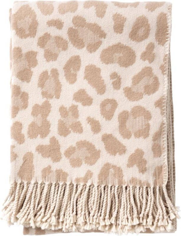 Dutch Decor JOLIE Plaid 140x180 cm Pumice Stone beige panter dessin franjes - Foto 1