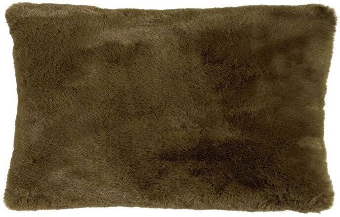 Dutch Decor ZAYA Kussenhoes 30x50 cm bontlook effen kleur Military Olive groen
