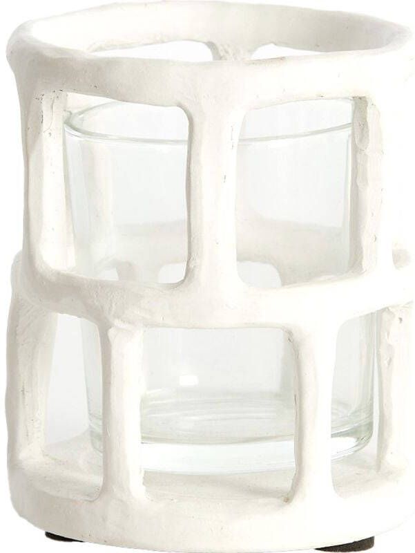 Trendhopper Waxinelichthouder Alimos Wit Glas 12 Cm