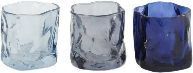 Trendhopper Waxinelichthouder helder glas blauw set van 3
