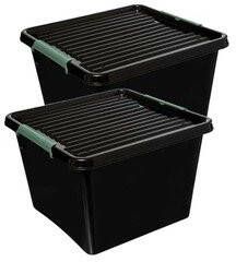 5five Opslagbakken organizers met deksel 2 stuks 32 liter zwart Opbergbox