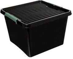 5five Opslagbak organizer met deksel zwart kunststof 32 liter 39 x 39 x 26 cm Opbergbox
