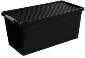 5five Opslagbak organizer met deksel zwart kunststof 80 liter 58 x 39 x 42 8 cm Opbergbox