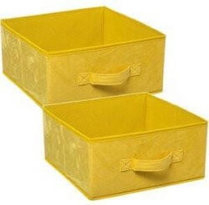 5five Set van 2x stuks opbergmand kastmand 14 liter geel polyester 31 x 31 x 15 cm Opbergboxen Vakkenkast manden Opbergmanden