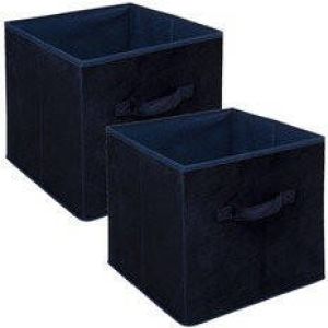 5five Set van 2x stuks opbergmand kastmand 29 liter donkerblauw polyester 31 x 31 x 31 cm Opbergboxen Vakkenkast manden Opbergmanden