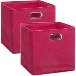 5five Set van 2x stuks opbergmand kastmand 29 liter framboos roze linnen 31 x 31 x 31 cm Opbergboxen Vakkenkast manden Opbergmanden