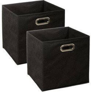 5five Set van 2x stuks opbergmand kastmand 29 liter zwart linnen 31 x 31 x 31 cm Opbergboxen Vakkenkast manden Opbergmanden