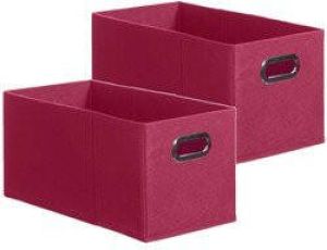 5five Set van 2x stuks opbergmand kastmand 7 liter framboos roze linnen 31 x 15 x 15 cm Opbergboxen Vakkenkast manden Opbergmanden