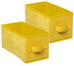 5five Set van 2x stuks opbergmand kastmand 7 liter geel polyester 31 x 15 x 15 cm Opbergboxen Vakkenkast manden Opbergmanden