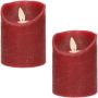 Anna's Collection 2x Bordeaux rode LED kaarsen stompkaarsen 10 cm Luxe kaarsen op batterijen met bewegende vlam LED kaarsen - Thumbnail 2