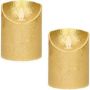 Anna's Collection 2x Gouden LED kaarsen stompkaarsen 10 cm Luxe kaarsen op batterijen met bewegende vlam LED kaarsen - Thumbnail 2