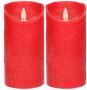 Anna's Collection 2x Rode LED kaarsen stompkaarsen 15 cm Luxe kaarsen op batterijen met bewegende vlam LED kaarsen - Thumbnail 2