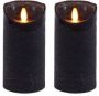 Anna's Collection 2x Zwarte LED kaarsen stompkaarsen 15 cm Luxe kaarsen op batterijen met bewegende vlam LED kaarsen - Thumbnail 2