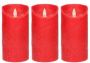 Anna's Collection 3x Rode LED kaarsen stompkaarsen 15 cm Luxe kaarsen op batterijen met bewegende vlam LED kaarsen - Thumbnail 2