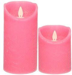 Anna's Collection Anna Collection LED kaarsen 2x stuks fuchsia roze 10 en 15 cm LED kaarsen