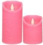 Anna&apos;s Collection Anna Collection LED kaarsen 2x stuks fuchsia roze 10 en 15 cm LED kaarsen - Thumbnail 2