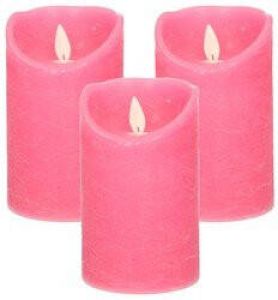 Anna's Collection 3x Fuchsia roze LED kaarsen stompkaarsen 12 5 cm Luxe kaarsen op batterijen met bewegende vlam LED kaarsen