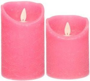 Anna's Collection Anna Collection LED kaarsen 2x stuks fuchsia roze 10 en 12 5 cm LED kaarsen