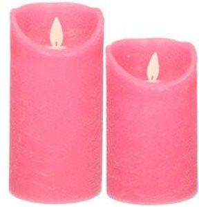 Anna's Collection Anna Collection LED kaarsen 2x stuks fuchsia roze 12 5 en 15 cm LED kaarsen