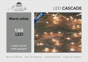 Anna's Collection Lichtdraad cascade lichtsnoer met 8 lichtdraden van 200 cm 160 warm witte LEDS Kerstverlichting Lichtsnoeren