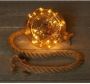 Anna&apos;s Collection 1x stuks verlichte glazen kerstballen aan touw met 10 lampjes goud warm wit 10 cm kerstverlichting figuur - Thumbnail 2
