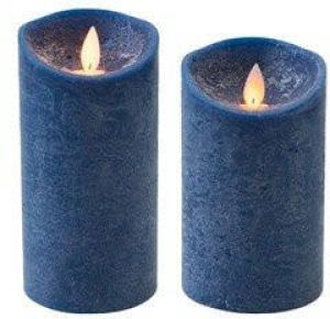 Anna's Collection Set van 2x stuks Donkerblauwe Led kaarsen met bewegende vlam 12.5 en 15 cm Sfeer stompkaarsen voor binnen LED kaarsen