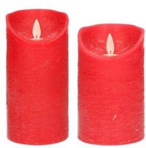 Anna's Collection Set van 2x stuks Rode Led kaarsen met bewegende vlam 12.5 en 15 cm Sfeer stompkaarsen voor binnen LED kaarsen