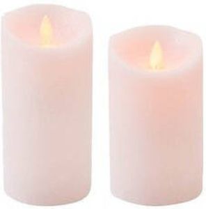 Anna's Collection Set van 2x stuks Roze Led kaarsen met bewegende vlam 12.5 en 15 cm Sfeer stompkaarsen voor binnen LED kaarsen