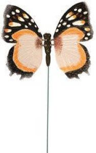 Anna's Collection Vlinder op steker 1x stuks oranje 15 x 60 cm Tuinbeelden