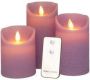 Anna&apos;s Collection Kaarsen set 3x LED stompkaarsen lila paars met afstandsbediening LED kaarsen - Thumbnail 2