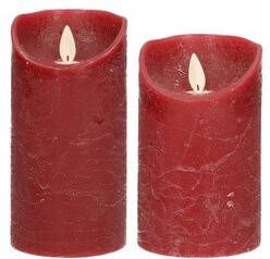 Anna's Collection Set van 2x stuks Bordeaux rood Led kaarsen met bewegende vlam 12.5 en 15 cm Sfeer stompkaarsen voor binnen LED kaarsen