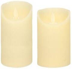 Anna's Collection Set van 2x stuks Ivoor Witte Led kaarsen met bewegende vlam 12.5 en 15 cm Sfeer stompkaarsen voor binnen LED kaarsen
